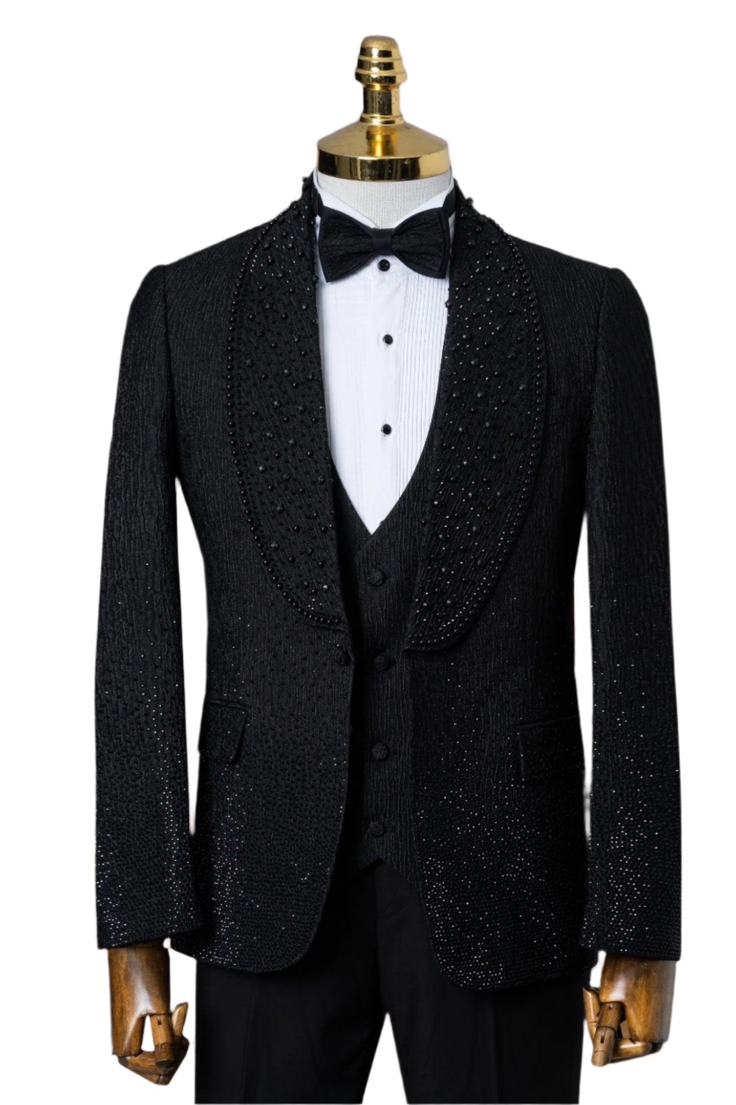 Black Stoned Luxury Tuxedo Comfort Slim