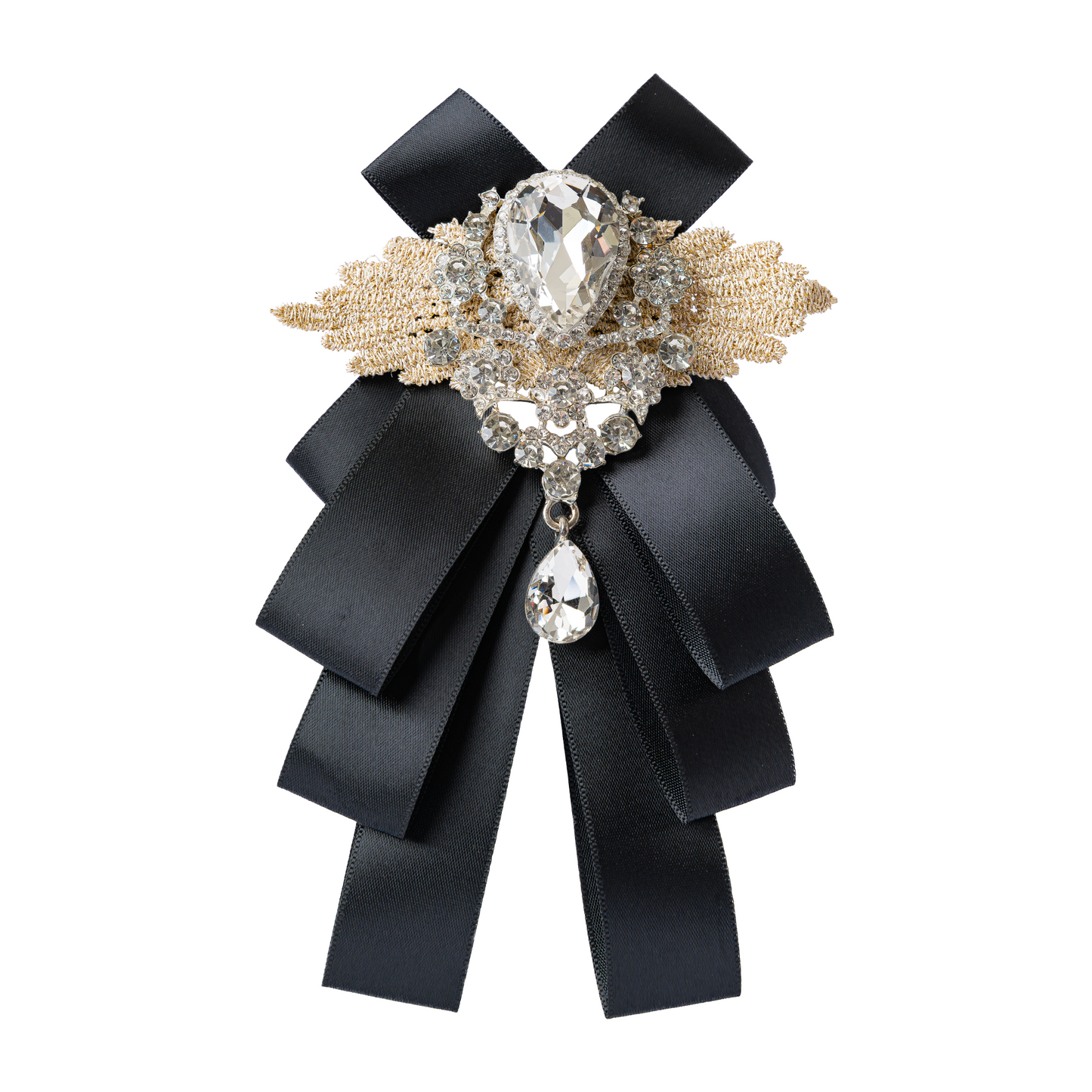 Rhinestone Ribbon Bow Ties Black