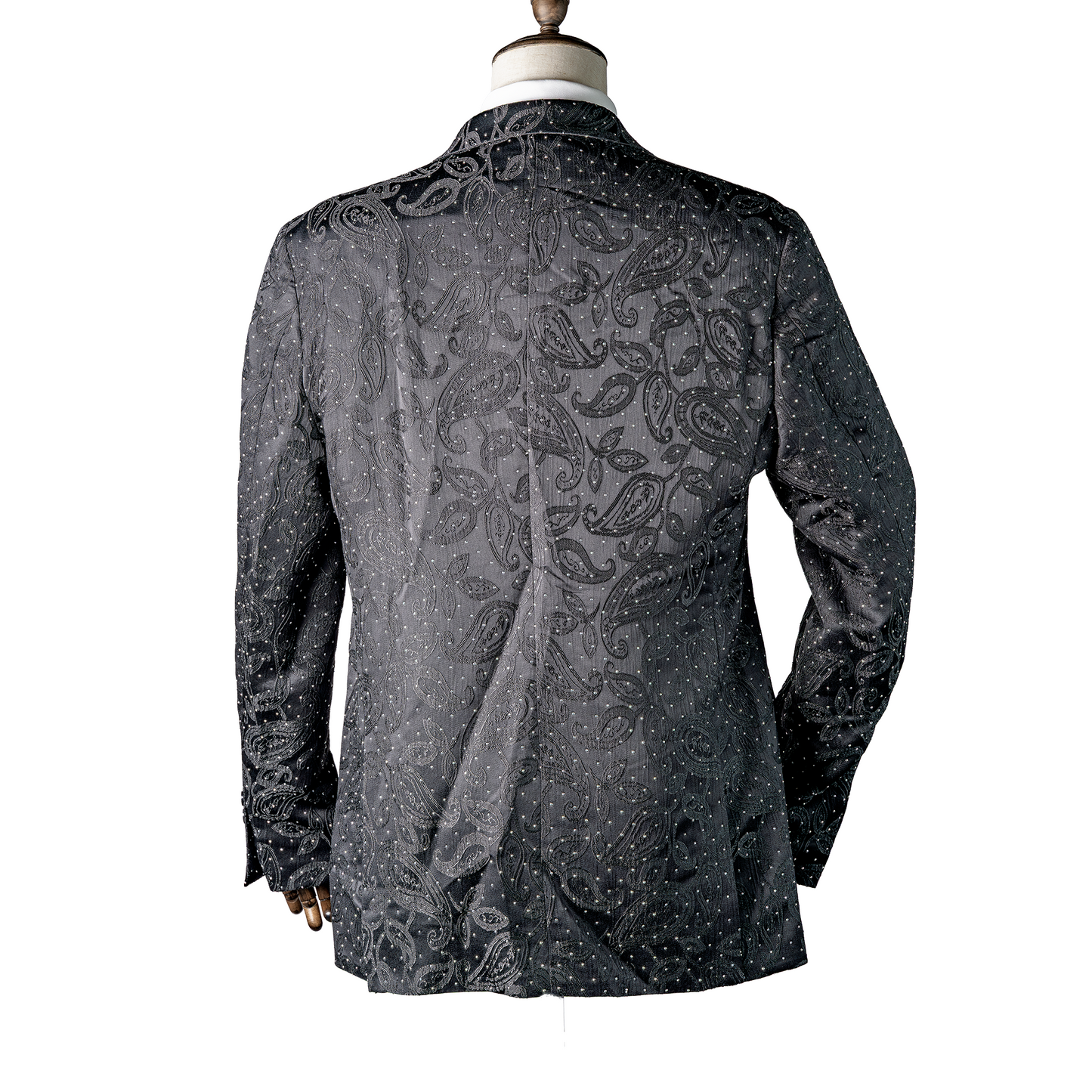 Rhinestone Suit Black Paisley Slim Fit