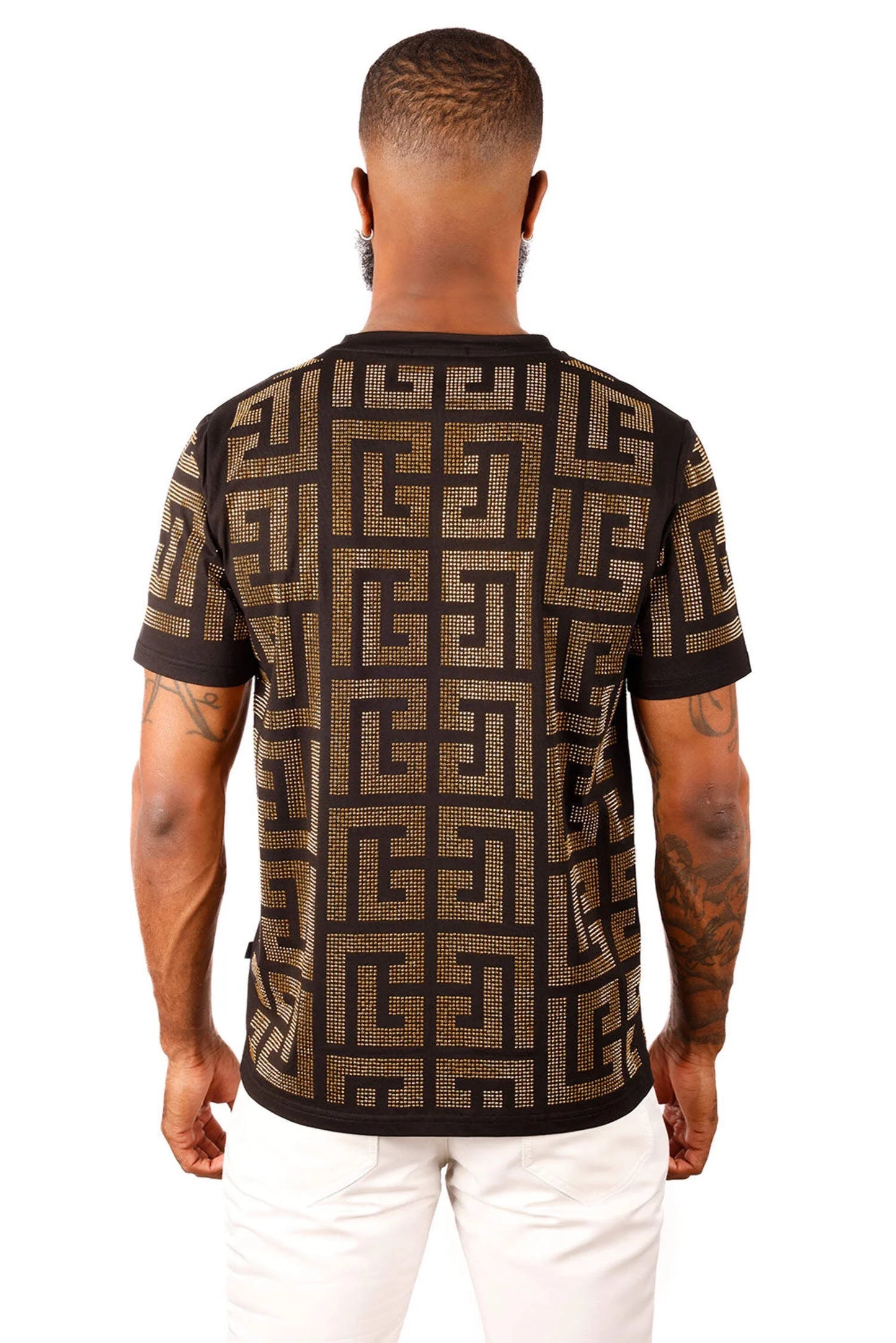 Greek Key Pattern Men's Crew Neck Dress Shirt