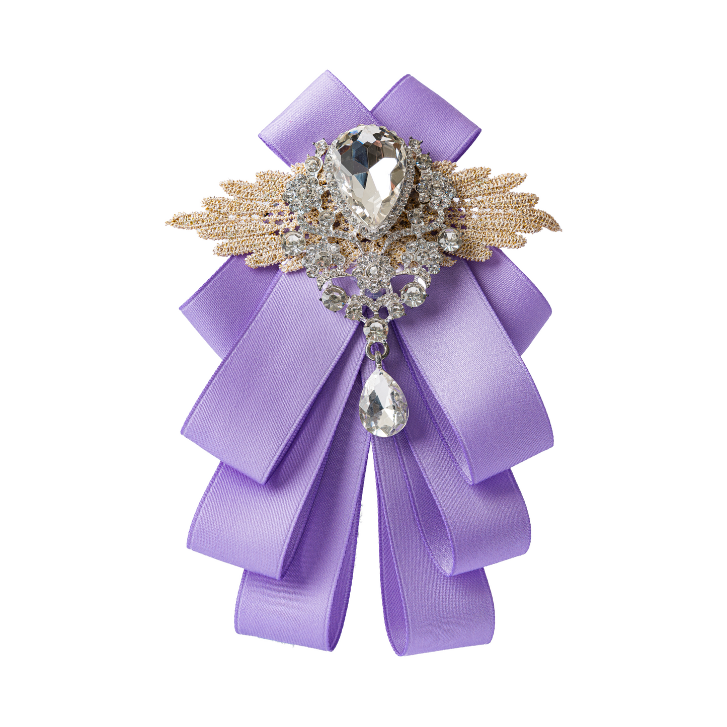 Rhinestone Ribbon Bow Ties Lilac