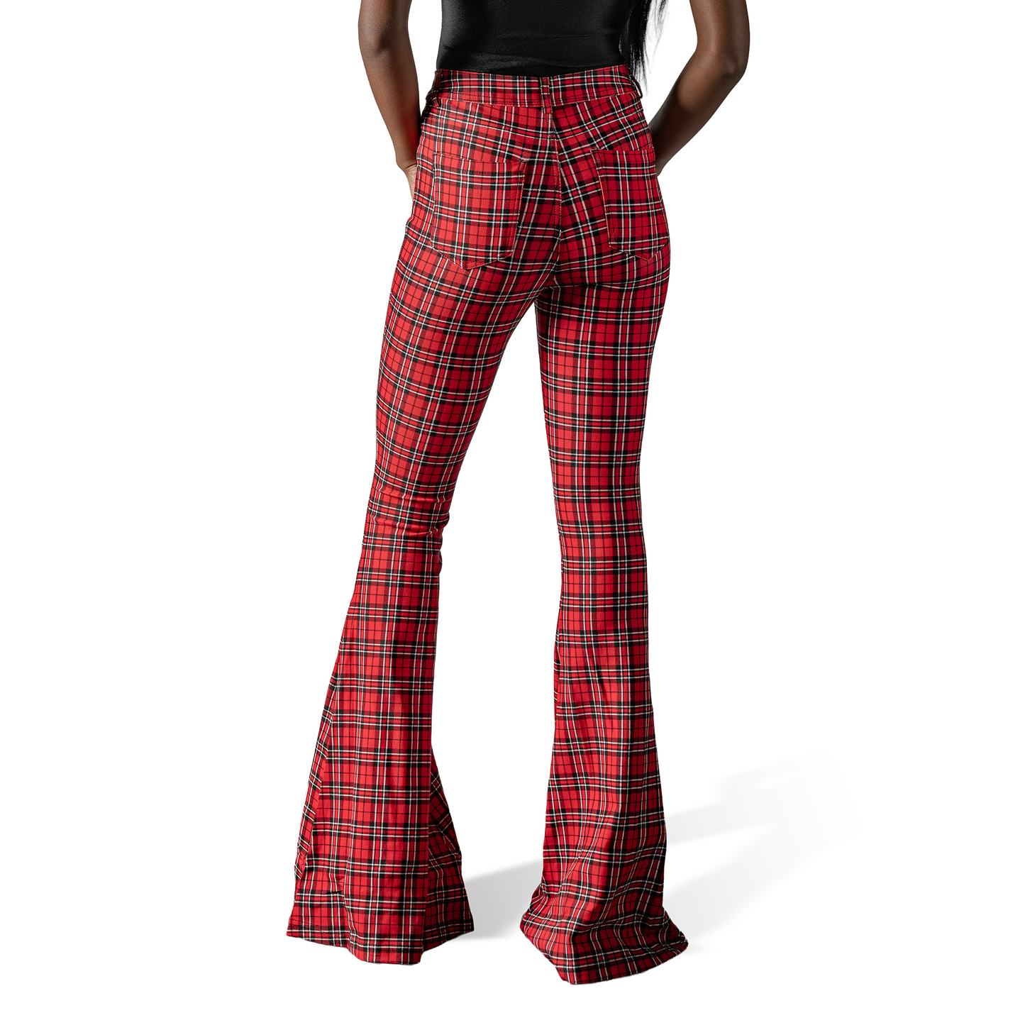 Plaid Flare Pants Red