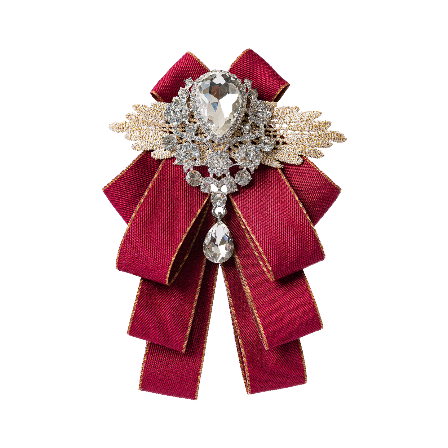 Rhinestone Ribboon Bow Ties Red