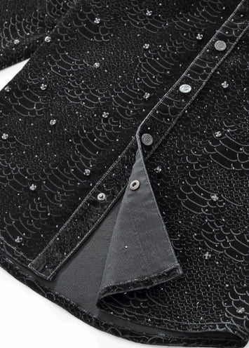 Midnight Serpent Rhinestone Jacket - Century Penthouse BLACK