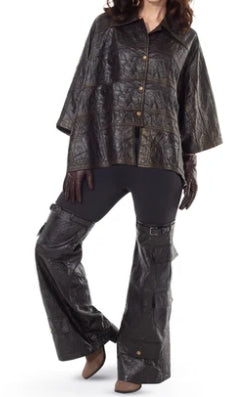 Crinkled Novelty Faux Leather Black