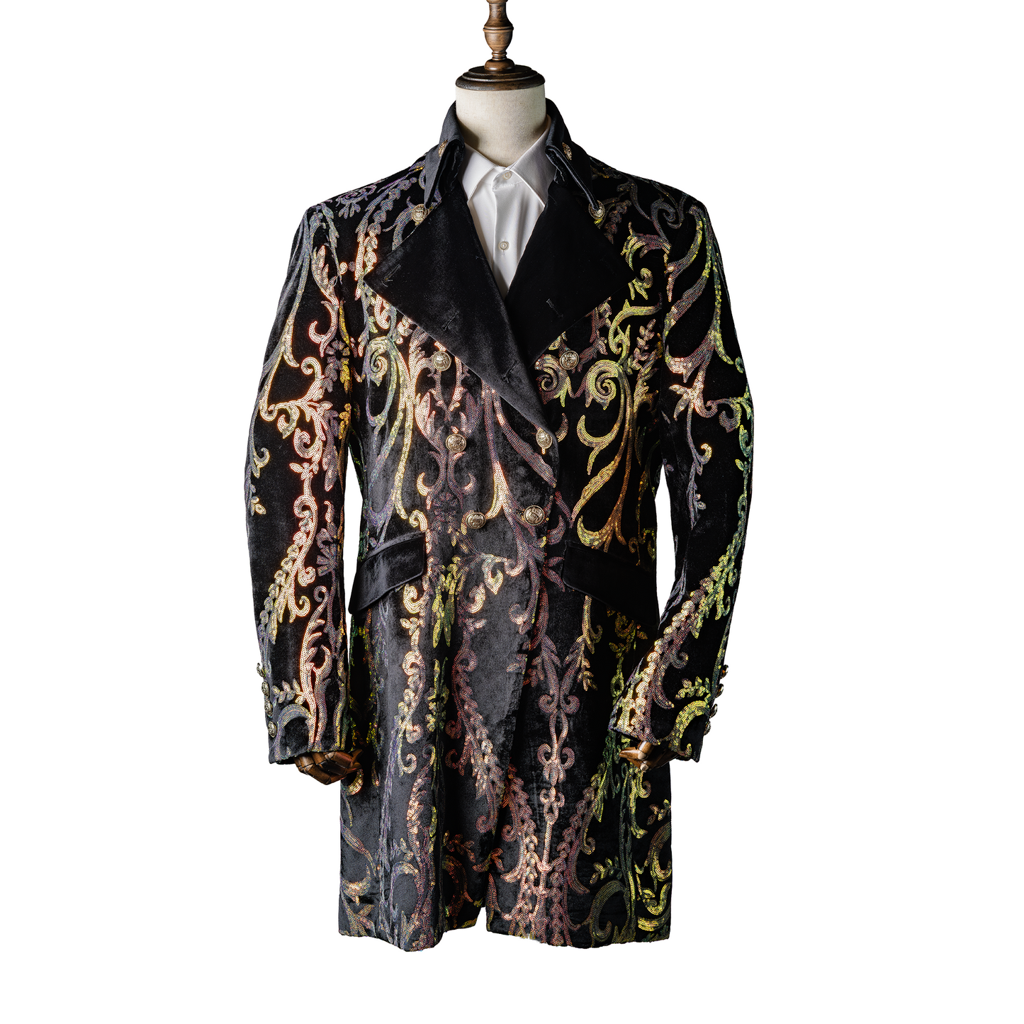 Velvet Tornasol Sequin Long Coat