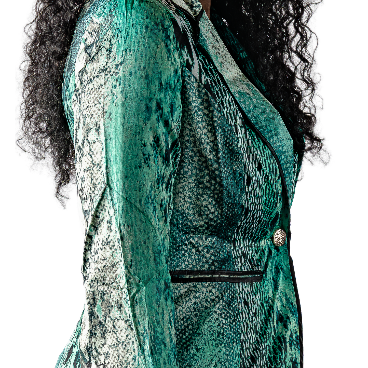 Women's Snake Print Blazer with Crop Top & Pants 3 Pc Set