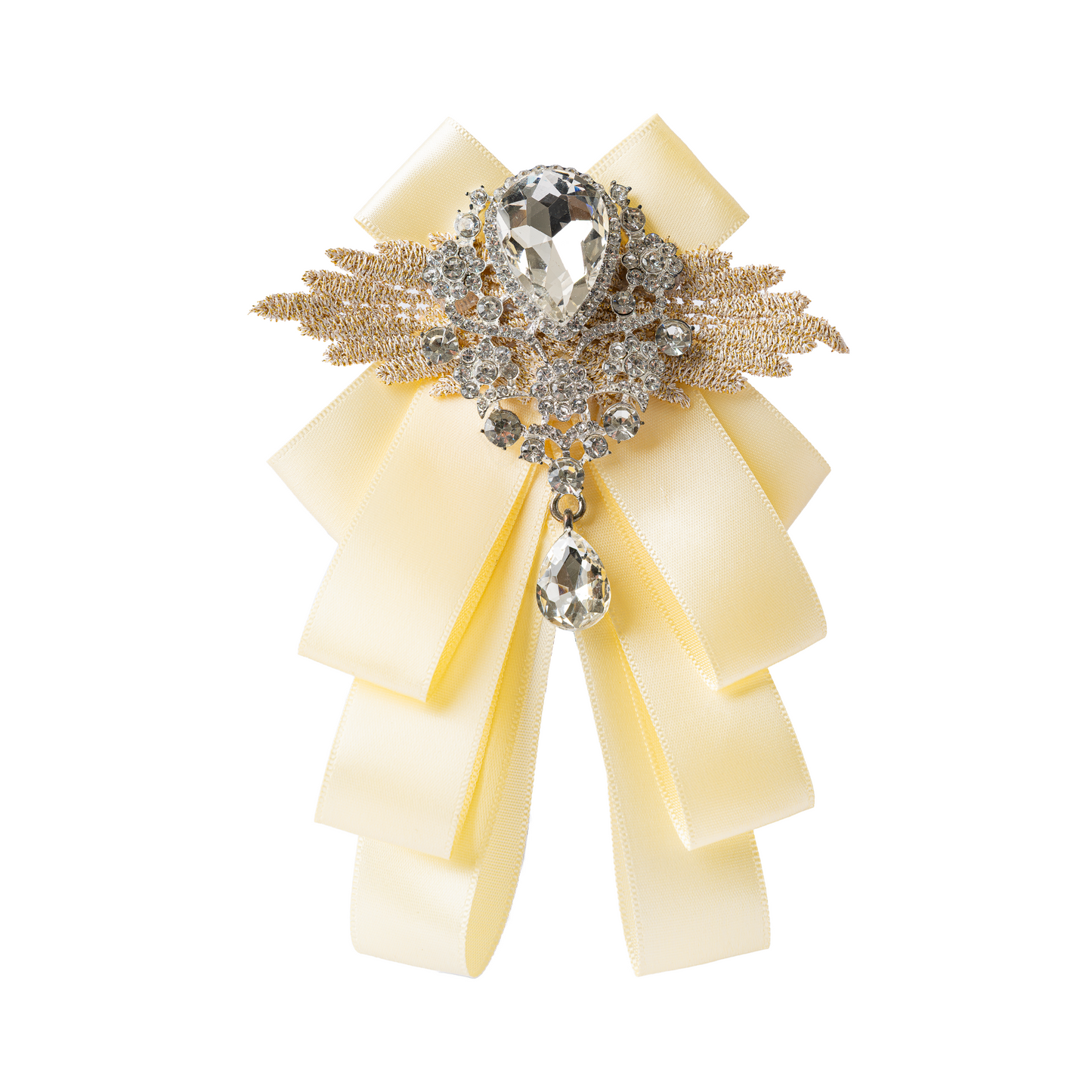Rhinestone Ribbon Bow Ties Yellow