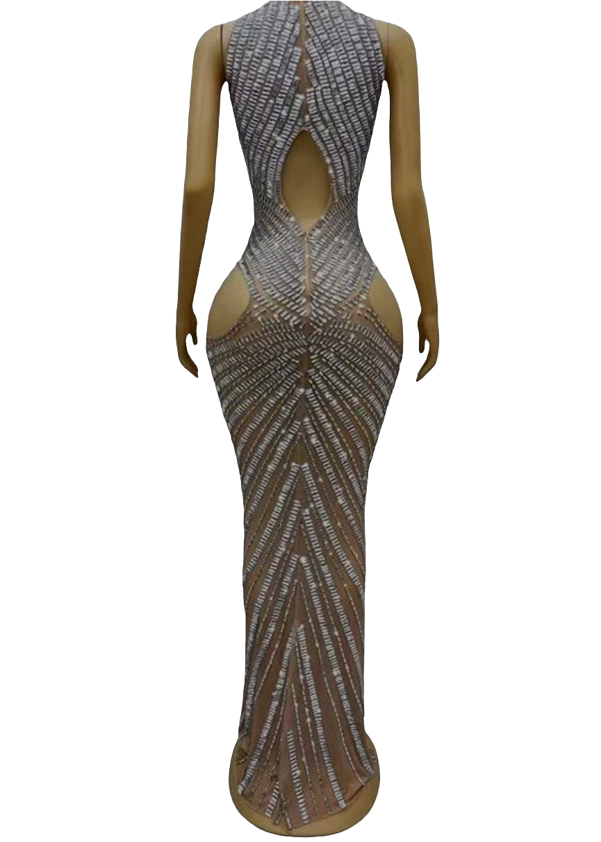 Crystal Cut Out Maxi Dress