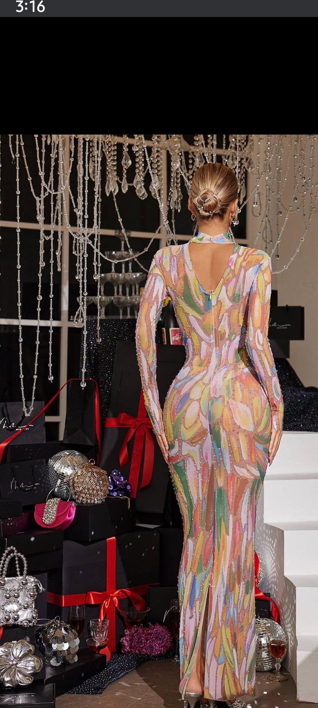 Sparkly Rhinestone Maxi Dress
