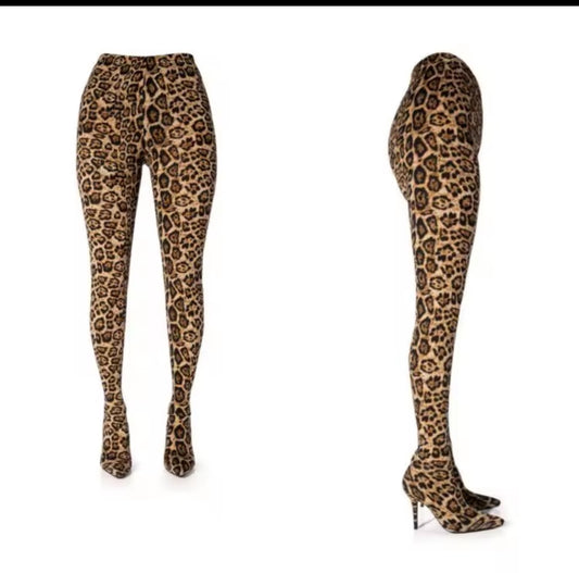 Leopard Print Pants Boots