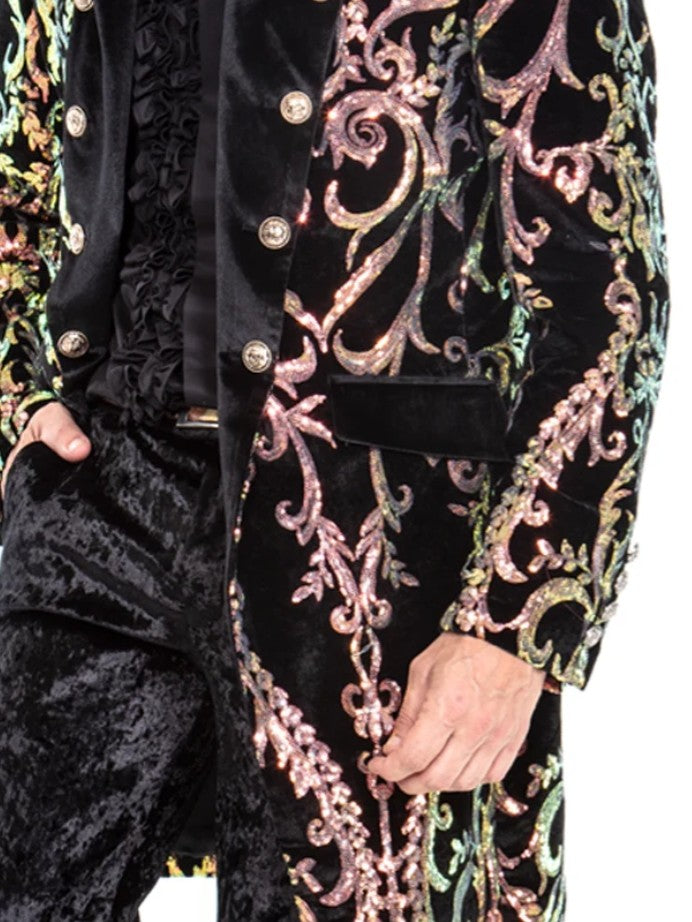 Velvet Tornasol Sequin Long Coat