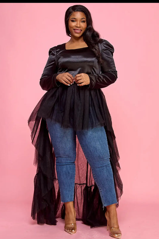 Plus Tulle Blouse