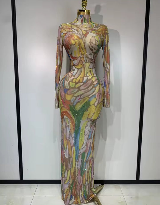 Sparkly Rhinestone Maxi Dress