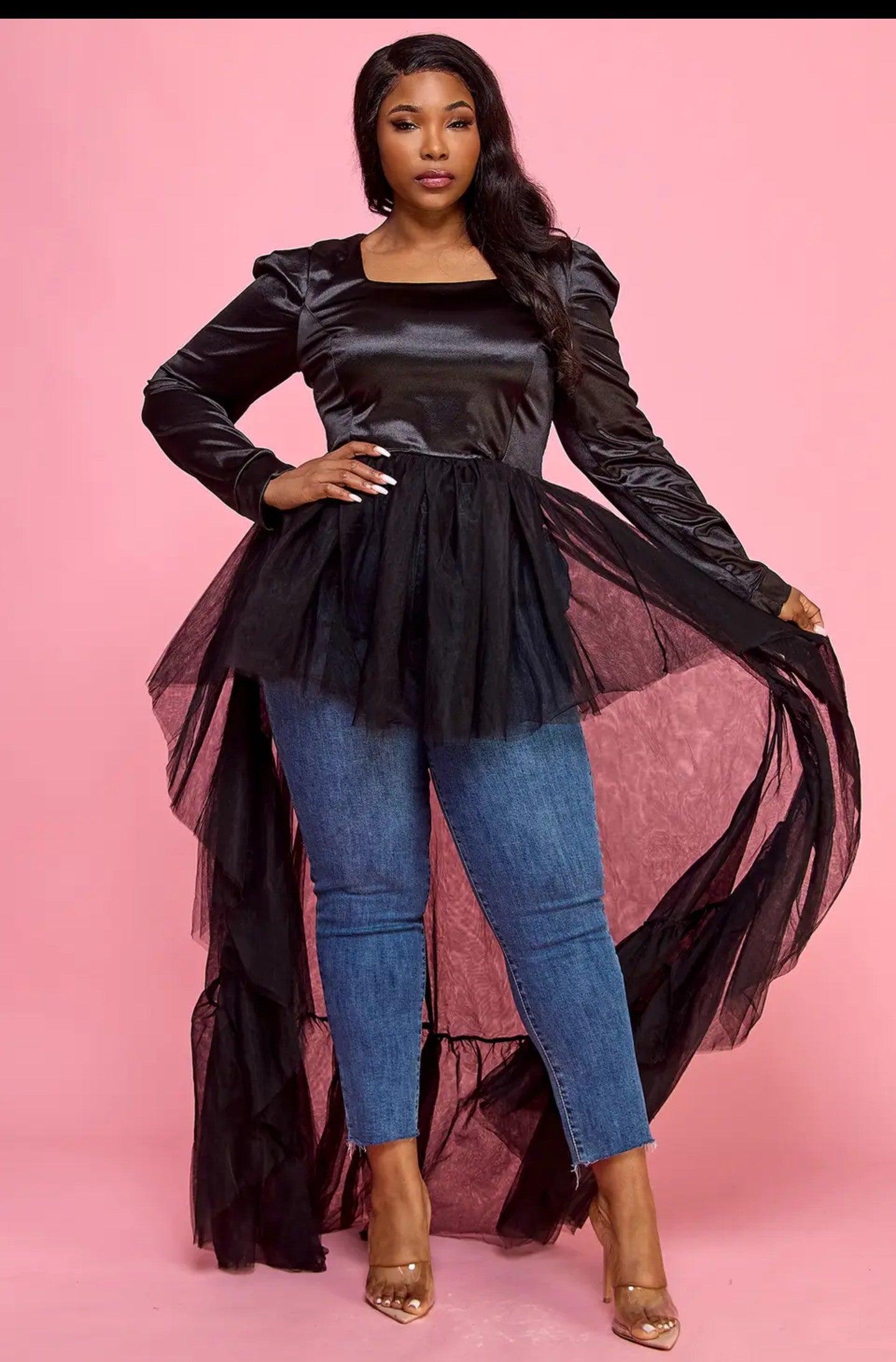 Plus Tulle Blouse