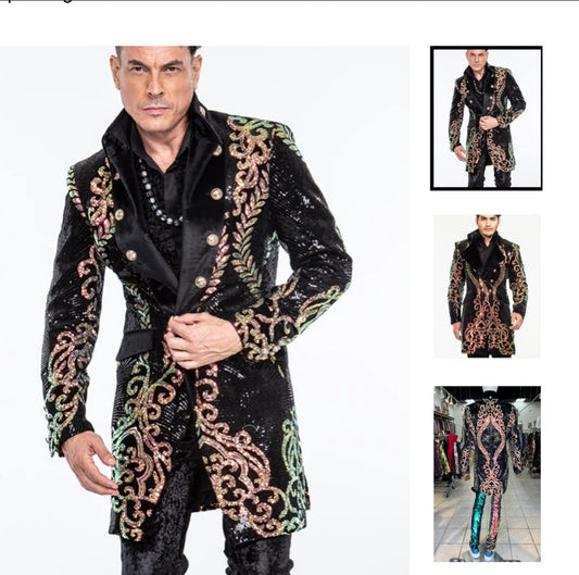 Angelino Men Sequin Long Coat Jupiter Gold/Black