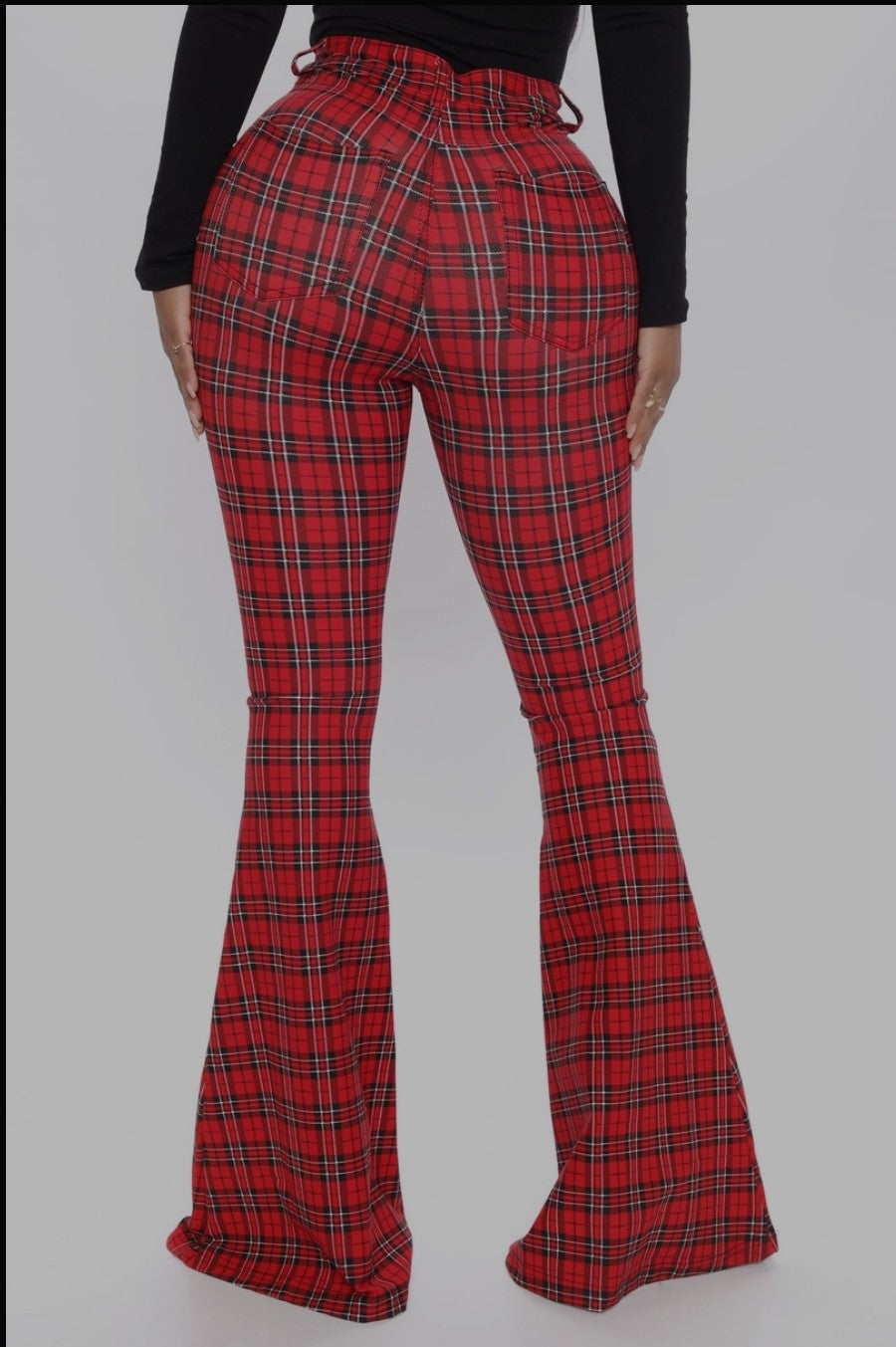 Plaid Flare Pants Red