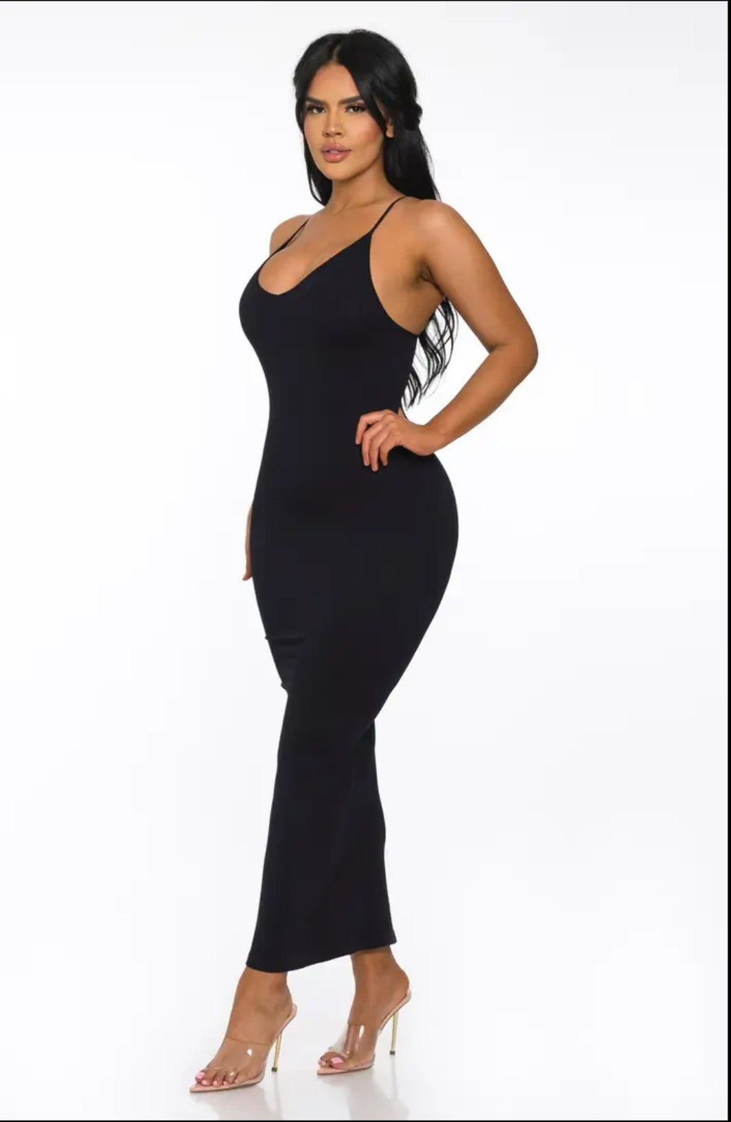 Ribbed Spaghetti Strap Bodycon Maxi Dress