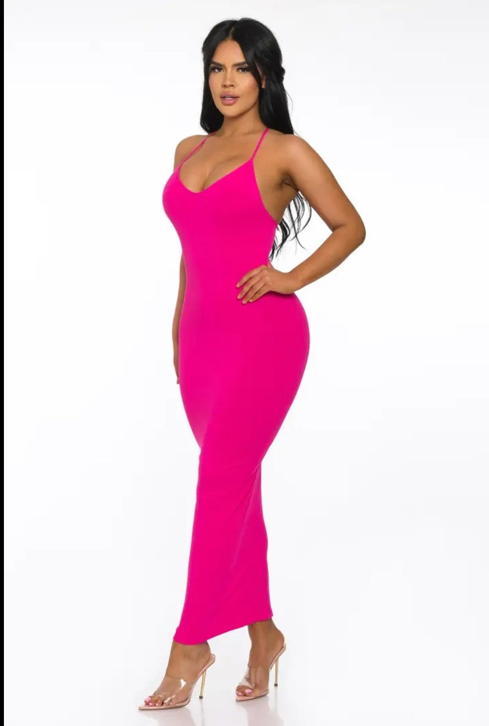 Ribbed Spaghetti Strap Bodycon Maxi Dress