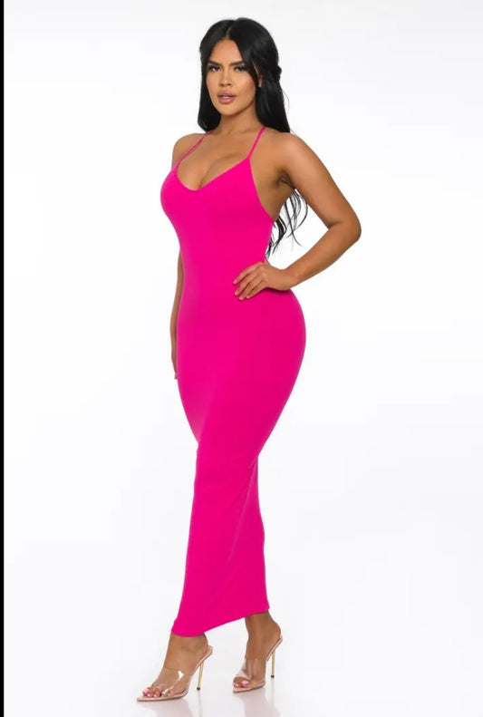 Ribbed Spaghetti Strap Bodycon Maxi Dress