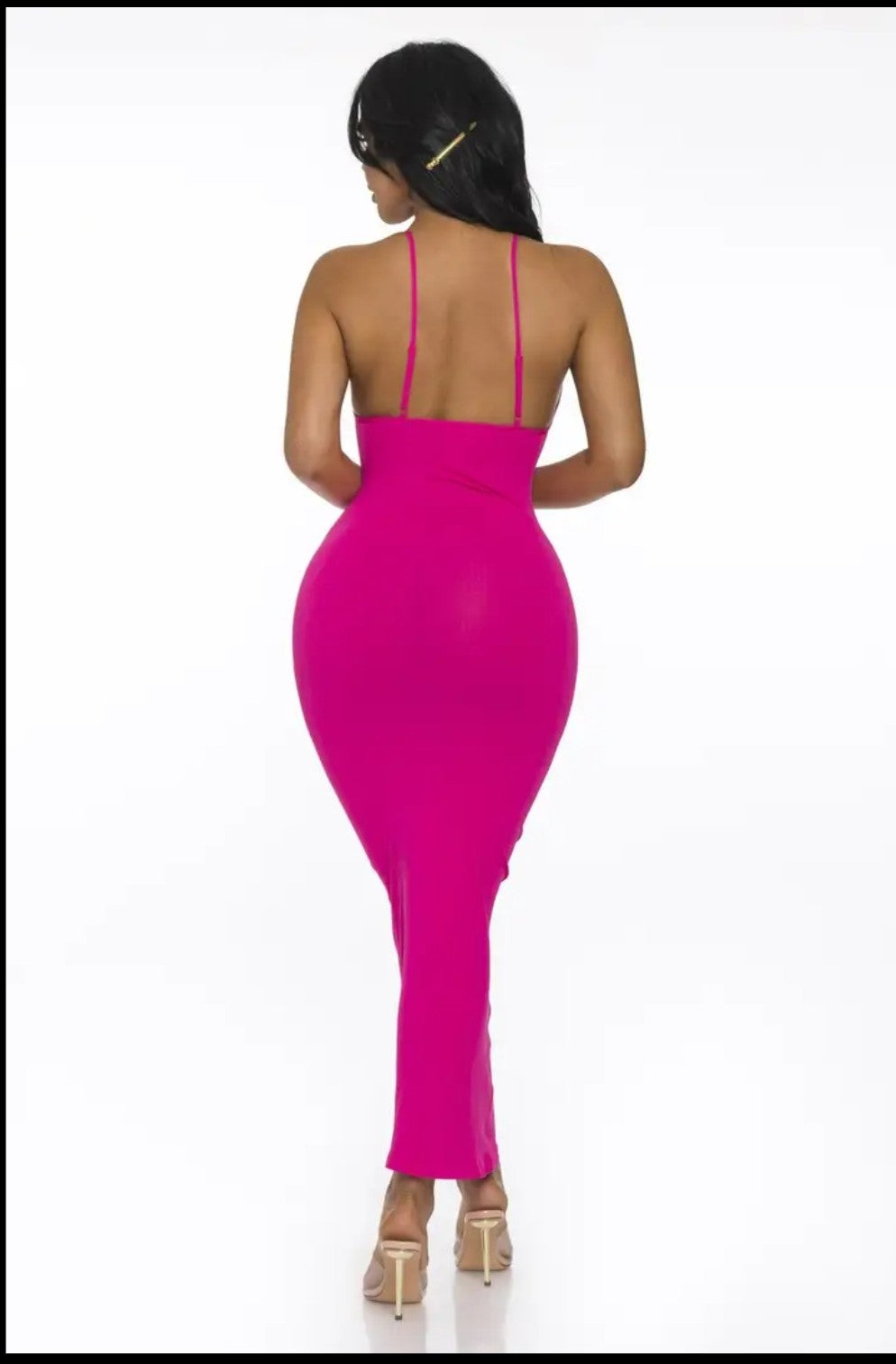 Ribbed Spaghetti Strap Bodycon Maxi Dress