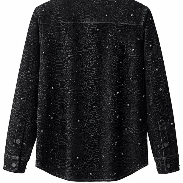 Midnight Serpent Rhinestone Jacket - Century Penthouse BLACK